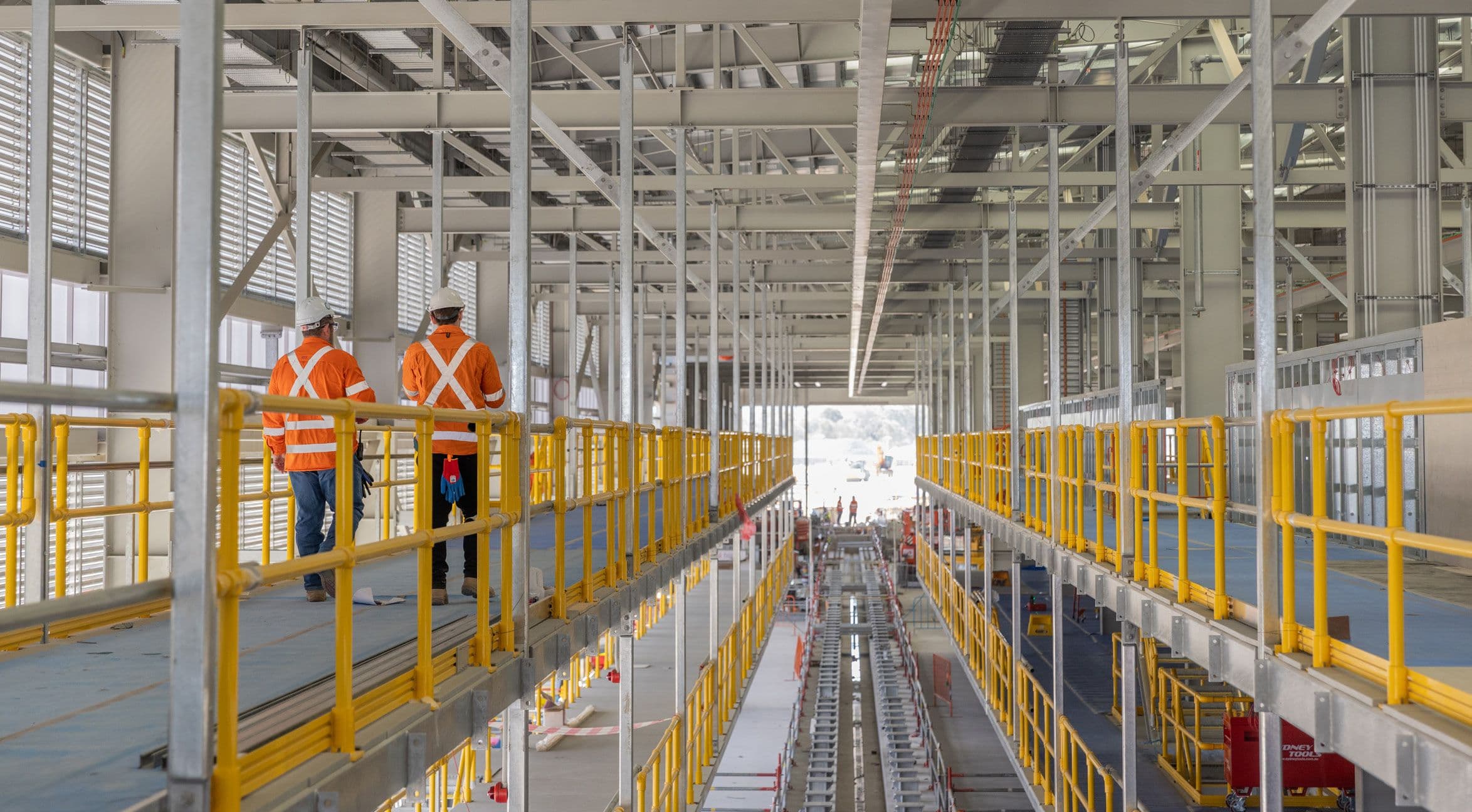 Construction at the Queensland Train Manufacturing Program rail facility, Ormeau